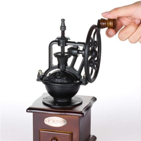 Manual Coffee Grinder Antique CastIron Hand Crank Coffee Mill With Grind Setting - Picture 6 of 6